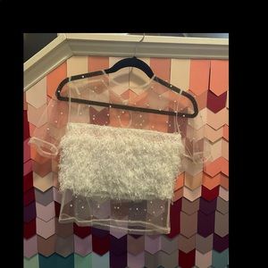 Fur Mesh with Pearl detail top
